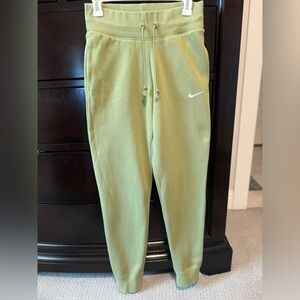 Nike high waisted, green sweatpants. Size small.